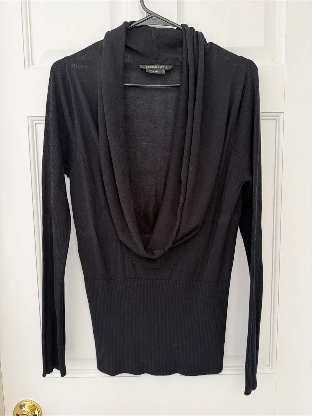 BCBGMaxAzria Black Cowl Neck Long Sleeve Sweater